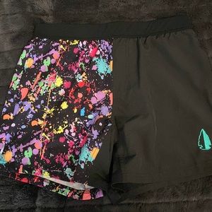 TACHUNTFISH Paint Splatter Athletic Shorts.